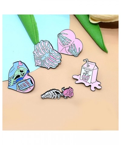 Cute Enamel Heart Rose Snake Funny Brooches Pin Set Fashion Cartoon Crystal Animal Themed DIY Bags Backpacks Jackets Hat Lape...