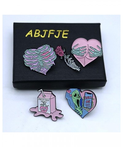 Cute Enamel Heart Rose Snake Funny Brooches Pin Set Fashion Cartoon Crystal Animal Themed DIY Bags Backpacks Jackets Hat Lape...