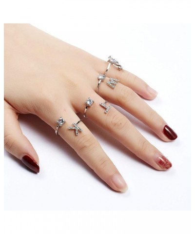 Initial Knuckle Rings and Brooch Pin Silver Crystal 26 A-Z Letter Alphabet Adjustable Ring for Women Girl jewelry I $5.39 Bro...