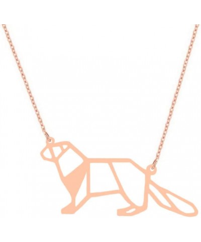 Geometric Otter Necklace Origami Elements Cute Animal Hollow Pendant Female Jewelry rose gold $9.11 Necklaces