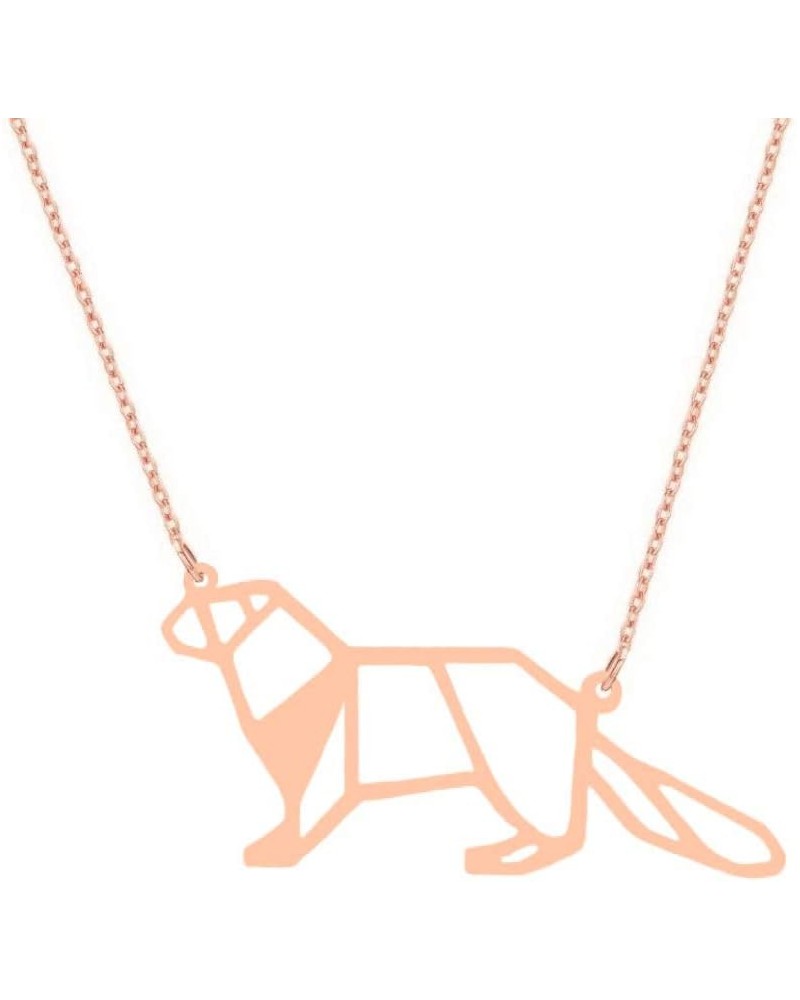 Geometric Otter Necklace Origami Elements Cute Animal Hollow Pendant Female Jewelry rose gold $9.11 Necklaces