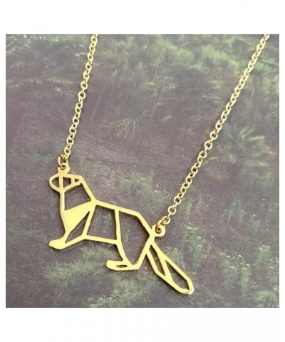 Geometric Otter Necklace Origami Elements Cute Animal Hollow Pendant Female Jewelry rose gold $9.11 Necklaces