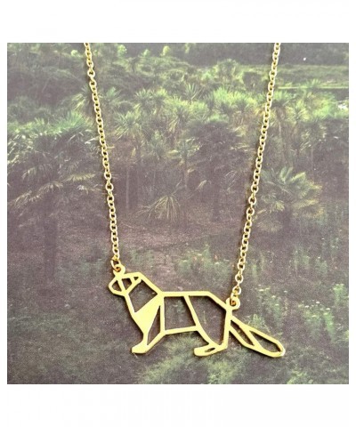 Geometric Otter Necklace Origami Elements Cute Animal Hollow Pendant Female Jewelry rose gold $9.11 Necklaces