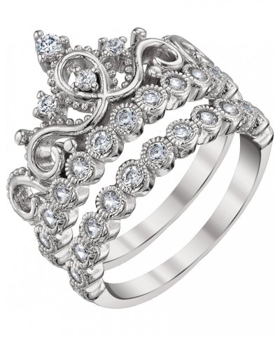 Sterling Silver Crown Ring and Band Set $23.20 Rings