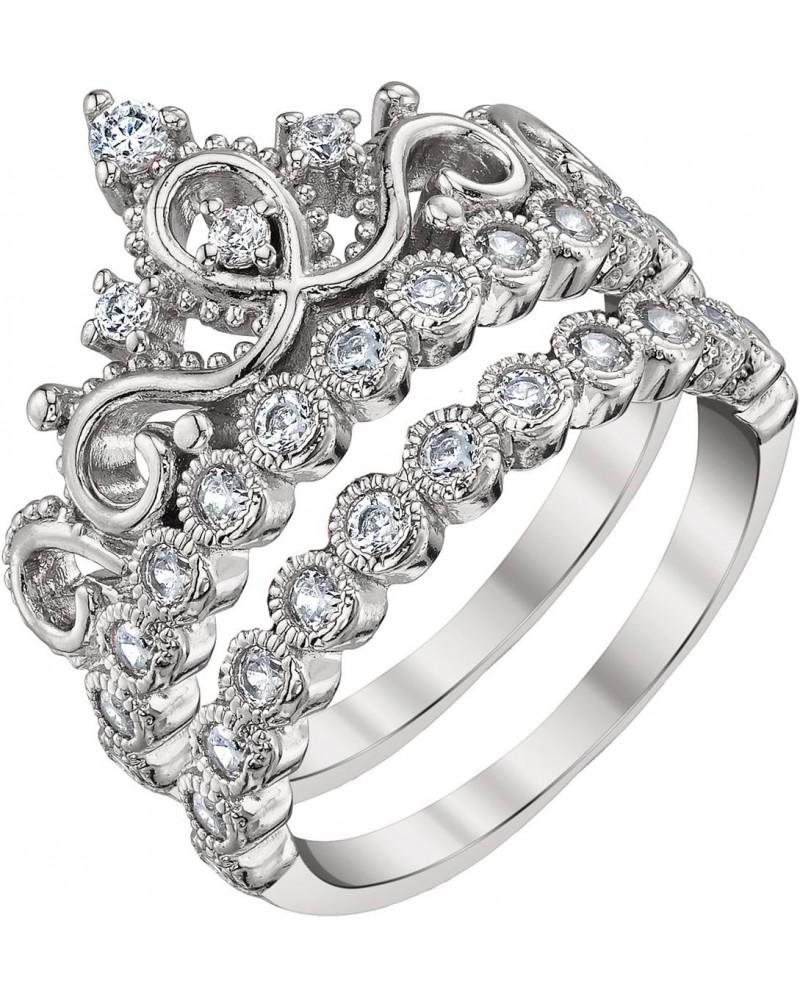 Sterling Silver Crown Ring and Band Set $23.20 Rings