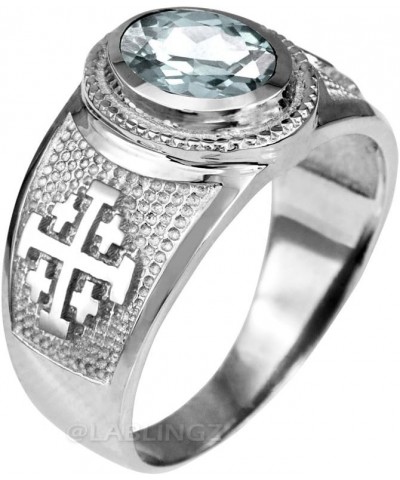 Sterling Silver Jerusalem Cross Birthstone CZ Ring April $22.55 Rings