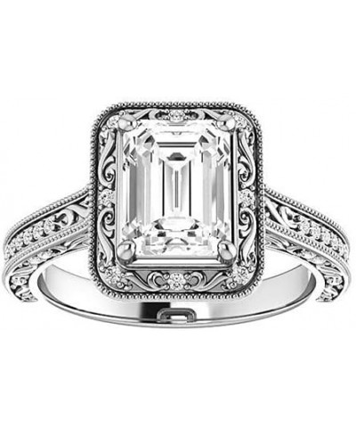 2 CT Emerald Cut Colorless Moissanite Engagement Ring Set Wedding/Bridal Ring Set, Diamond Ring Set, Anniversary Solitaire Ha...