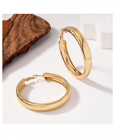 Gold Hoop Earrings for Women Lightweight Silver Chunky Hoop Earrings Round Thick Hoop Earrings for Women Girls Gold $6.75 Ear...