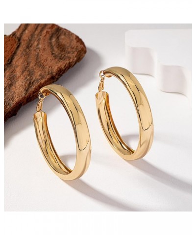 Gold Hoop Earrings for Women Lightweight Silver Chunky Hoop Earrings Round Thick Hoop Earrings for Women Girls Gold $6.75 Ear...