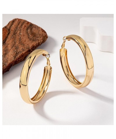 Gold Hoop Earrings for Women Lightweight Silver Chunky Hoop Earrings Round Thick Hoop Earrings for Women Girls Gold $6.75 Ear...