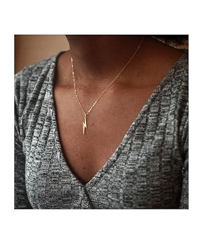 Bohemian Lightning Pendant Necklace Choker Thunder Choker Necklace Gold Lightning Bolt Necklace Minimalist Necklace Chain Jew...