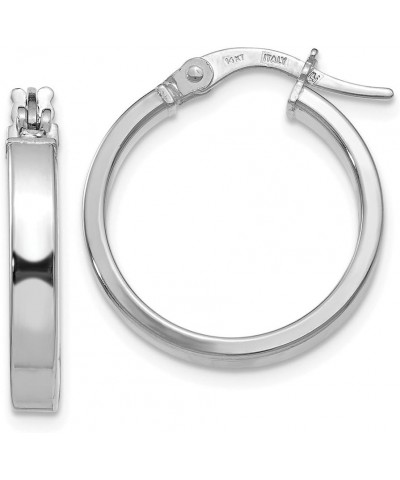 3mm x 18mm (11/16 Inch) Polished 14k White Gold Flat Edge Round Hoops $136.34 Earrings