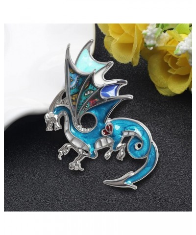 Enamel Dragon Gifts Cute Dragon Brooch Pins for Women Fashion Jewelry Charms Sky $8.99 Brooches & Pins