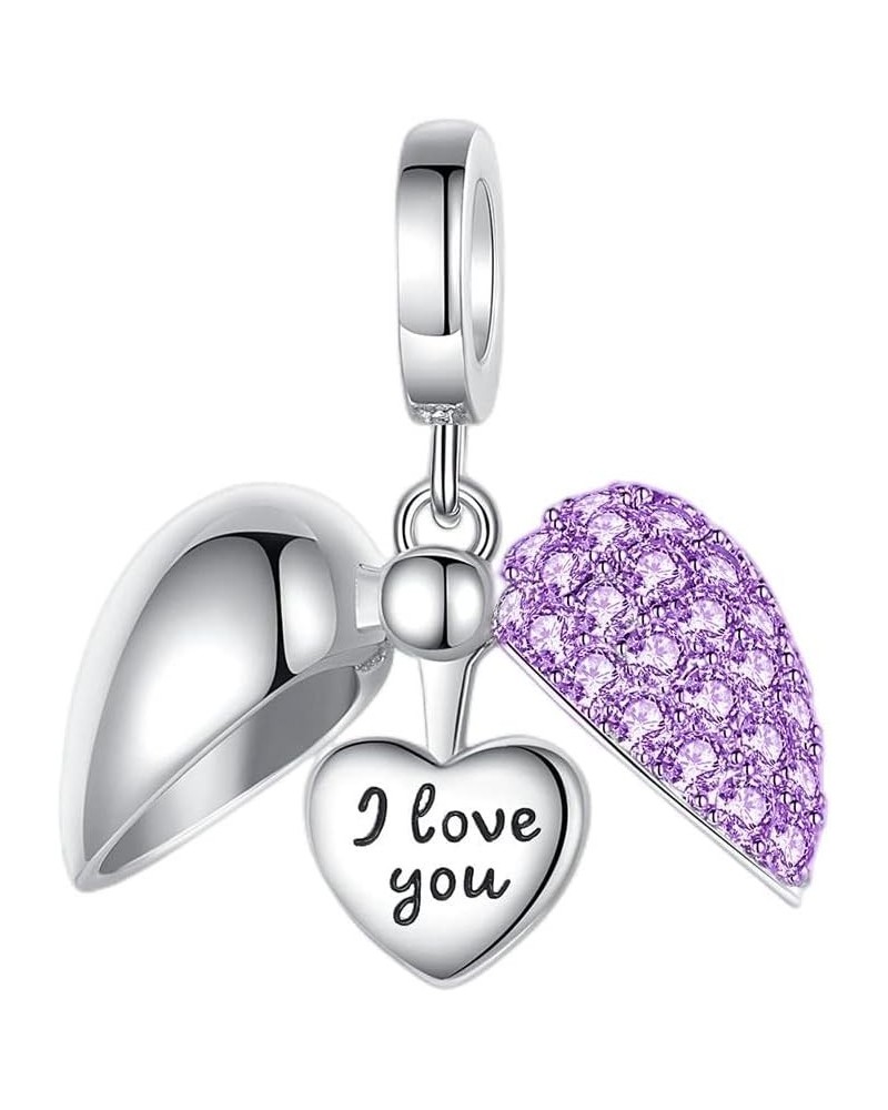 Hot air balloon & Love Heart Birthstone Charm 925 Sterling Silver Bead for Charm Bracelets and Necklaces with 5A Cubic Zircon...