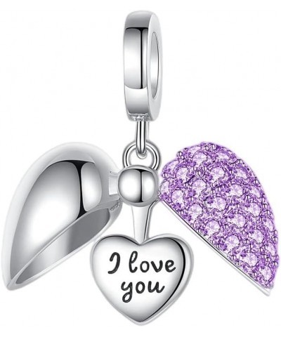 Hot air balloon & Love Heart Birthstone Charm 925 Sterling Silver Bead for Charm Bracelets and Necklaces with 5A Cubic Zircon...