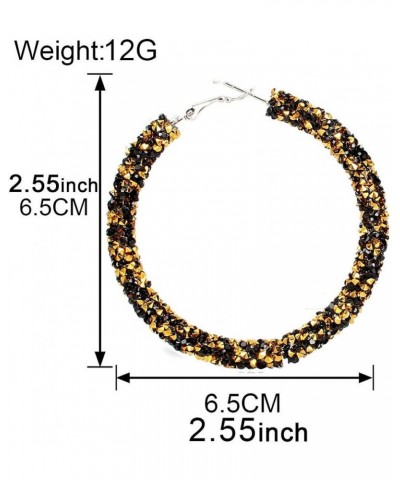 Bohemian Sparkle Resin Rhinestone Wrapped Big Hoop Dangle Earrings Circle Jewelry for Women Girls Grey $7.19 Earrings