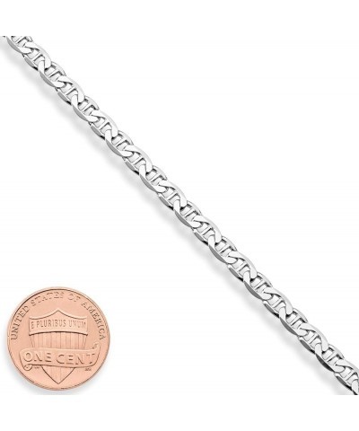 925 Sterling Silver Italian 3mm, 4mm Solid Diamond-Cut Mariner Link Chain Anklet Ankle Bracelet for Women, Made in Italy Widt...