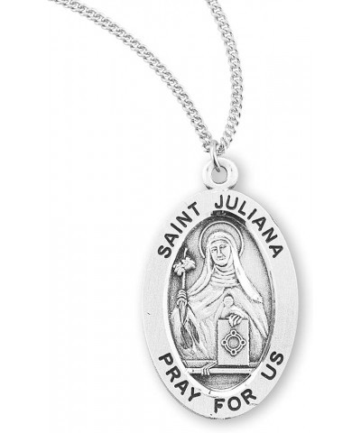 Sterling Silver Oval Patron Saint Medal St. Juliana $23.01 Necklaces