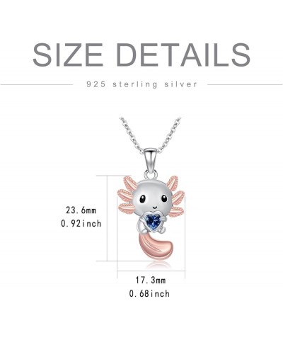 Animals Necklace for Women Daughter Sterling Silver 12 Month Birthstones Necklace Gifts Axolotl Cow Pig Cat Jewelry Gifts for...