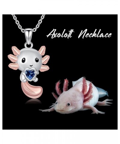 Animals Necklace for Women Daughter Sterling Silver 12 Month Birthstones Necklace Gifts Axolotl Cow Pig Cat Jewelry Gifts for...