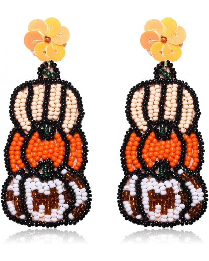 Thanksgiving Earrings for Women Autumn Fall Earrings Beaded Pumpkin Dangle Earrings Rhinestone Letter THANKS Earrings for Par...