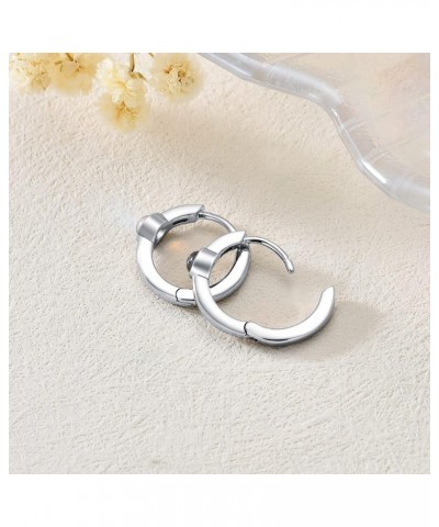 Moonstone Huggie Earrings 925 Sterling Silver Small Moonstone Earrings for Women Girls Silver $15.18 Earrings