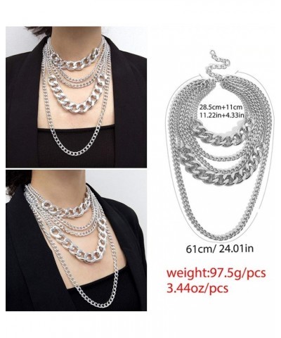 Punk Chain Chunky Necklaces for women Multilayer Collar Necklace Silver type s2 $10.19 Necklaces