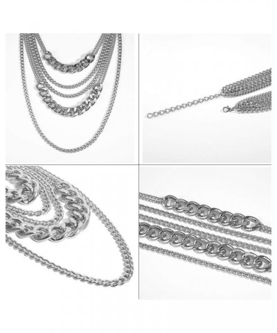 Punk Chain Chunky Necklaces for women Multilayer Collar Necklace Silver type s2 $10.19 Necklaces