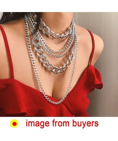 Punk Chain Chunky Necklaces for women Multilayer Collar Necklace Silver type s2 $10.19 Necklaces