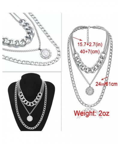 Punk Chain Chunky Necklaces for women Multilayer Collar Necklace Silver type s2 $10.19 Necklaces