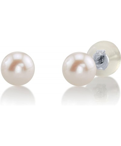 White Japanese Akoya Real Pearl Earrings for Women - 14k Gold Stud Pearl Earrings | Hypoallergenic Earrings with Genuine Cult...