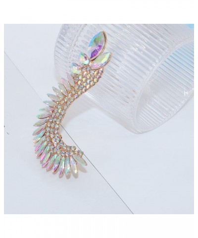 Crystal Zircon Leaf Climbers Crawler Big Stud Earring Cute Wing Rhinestone Left Ear Cuff Wrap Clip Earring Top Ear Clip Gold ...