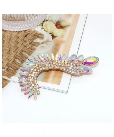 Crystal Zircon Leaf Climbers Crawler Big Stud Earring Cute Wing Rhinestone Left Ear Cuff Wrap Clip Earring Top Ear Clip Gold ...