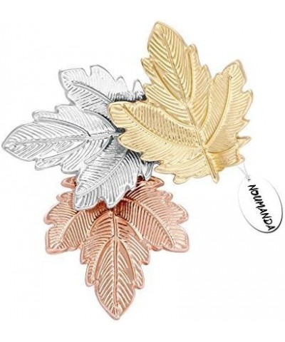 Women Bijoux Autumn Leaf Jewelry 3 Maples Leaves Brooch Pin maple leaves $9.68 Brooches & Pins