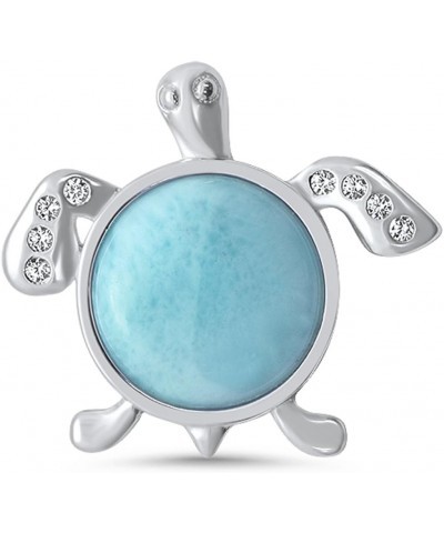 Sterling Silver Natural Larimar Charm Pendants Beach Vacation Marine Life! Round Turtle $12.98 Pendants