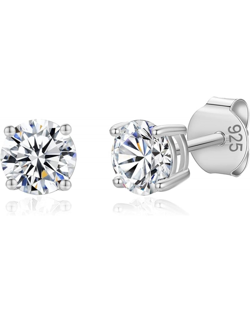 925 Sterling Silver 4 Prong Pure Brilliance Cubic Zirconia Stud Earrings Hypoallergenic Silver 5mm Sterling Silver $8.75 Earr...