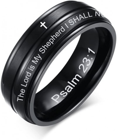 SHNIAN Christian Religious Ring Grooved Center Step Edge Scripture Ring Customize Engraved Comfortable Fit Bible Cross Inspir...