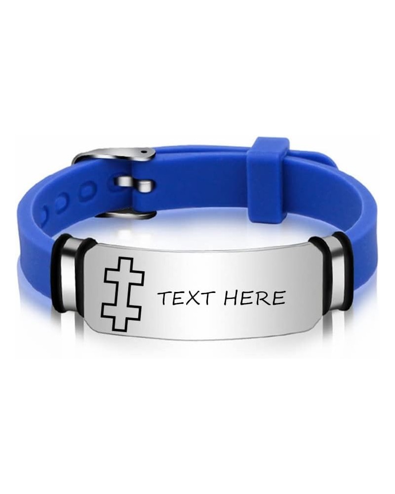 Personalized Greek Cross Bracelet for Men Women,Stainless Steel Adjust Silicone Band Beltchain Cross Bracelets Cuff Bangle Ch...