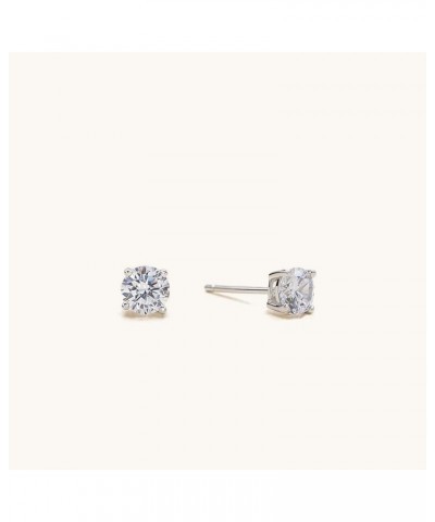 925 Sterling Silver 4 Prong Pure Brilliance Cubic Zirconia Stud Earrings Hypoallergenic Silver 5mm Sterling Silver $8.75 Earr...