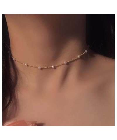 Elegant Pearl Choker Adjustable Necklace Pearl Choker Adjustable Necklace Women Wedding Party Clavicle Chain Necklace Jewelry...