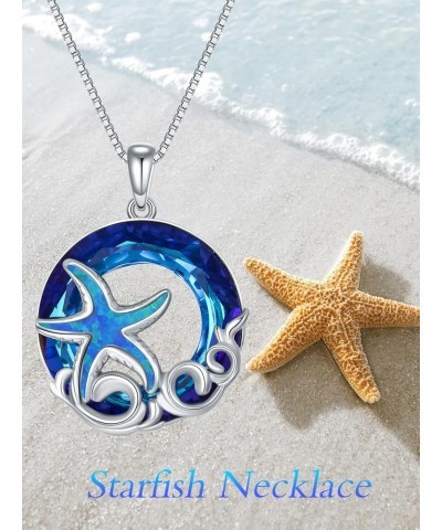 Turtle/Starfish/Dolphin/Whale Jewelry Pendant Necklace with Larimar/Crystal/Opal S925 Sterling Silver Ocean Necklace Jewelry ...