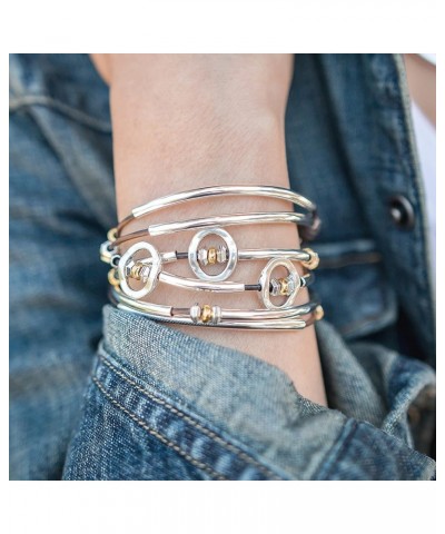 Beth Silver Wrap Bracelet Necklace With Silver Discs Gold Beads and Natural Brown Gray Leather LARGE $45.50 Bracelets