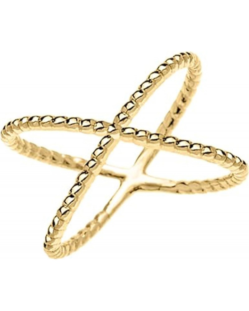 14K Yellow Gold Criss Cross Rope Cable Design Statement Ring $104.55 Rings