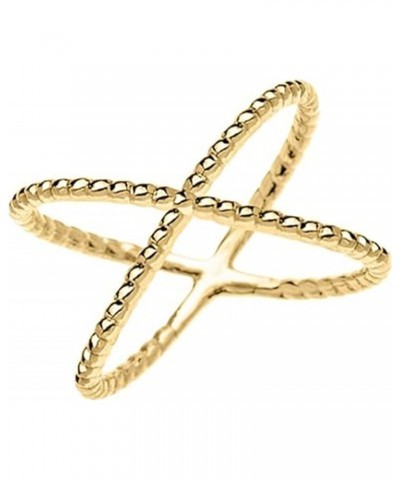 14K Yellow Gold Criss Cross Rope Cable Design Statement Ring $104.55 Rings