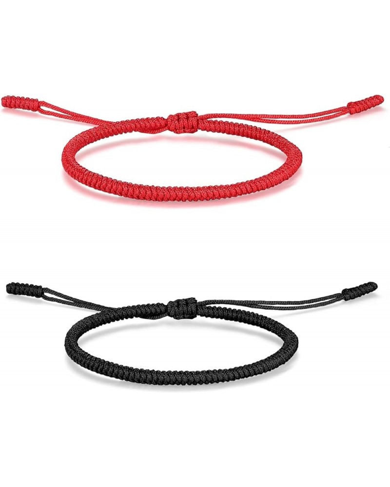 2 Pcs Matching Couples Bracelets for Men Women Red Black Mix Infinity Love Lucky Bracelet Tibetan Lucky Amulet Knot Bracelet ...