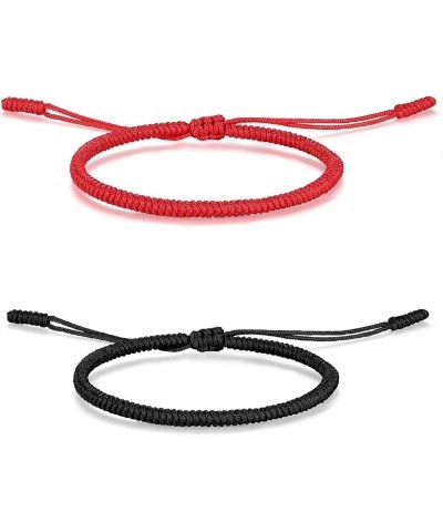 2 Pcs Matching Couples Bracelets for Men Women Red Black Mix Infinity Love Lucky Bracelet Tibetan Lucky Amulet Knot Bracelet ...