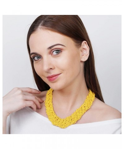 Long Handmade Boho Necklaces for Women - Statement Necklace Yellow $10.61 Necklaces