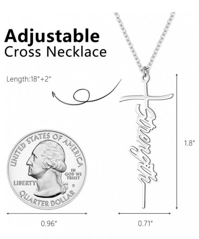 Cross Necklace for Women Religious Gifts Cross Necklace Chain Faith Cross Pendant Necklace for Teen Girls Strength $11.96 Nec...