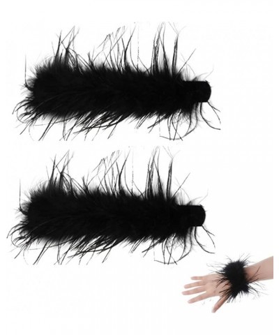 2pcs Feather Slap Bracelets For Women, Feather Cuffs Feather Slap Bracelet White Black Hair Accessories Slap Decoration Sleev...