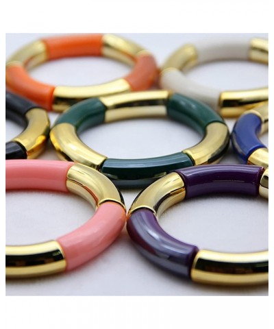 Bamboo Tube Elastic Bracelet Colorful Resin Stretchable Round Curved Tube Bead Bangle for Women Girls Jewelry Gift Green $5.9...